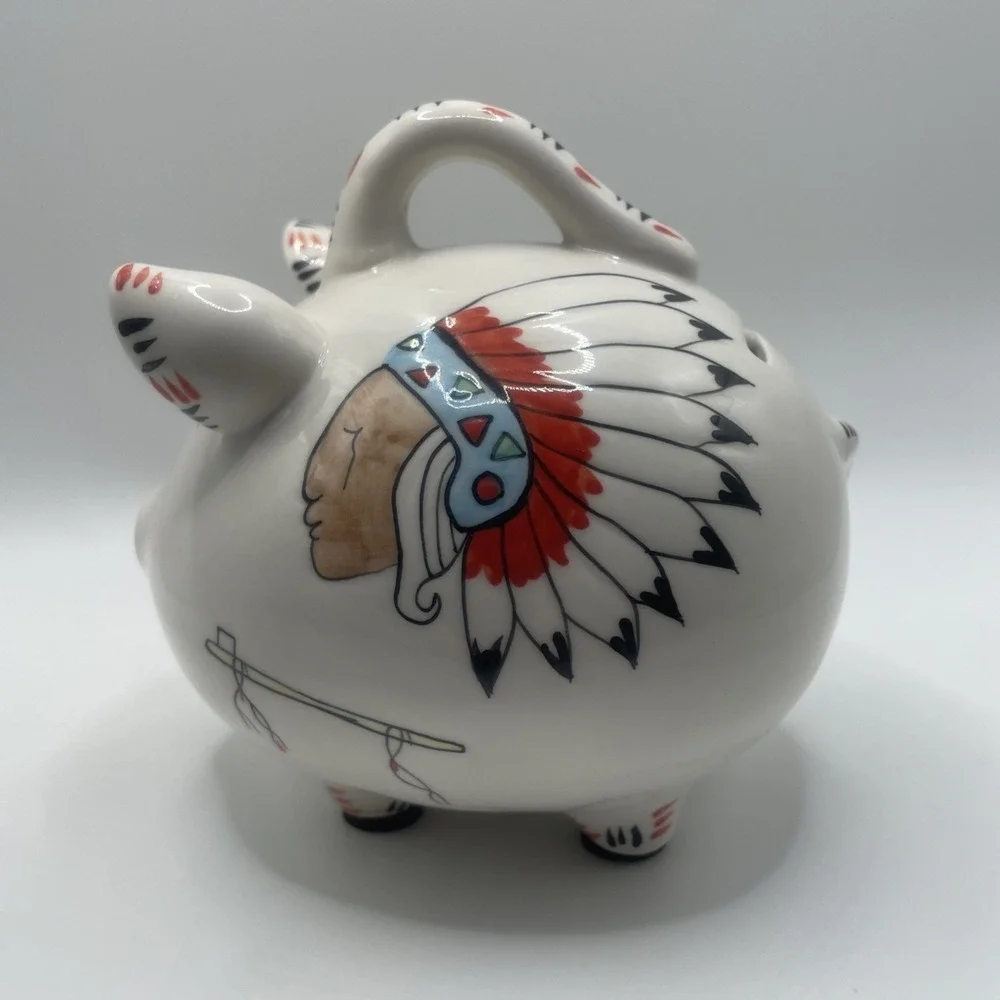 Vintage Hand Painted Indian Head and Horse  Bank